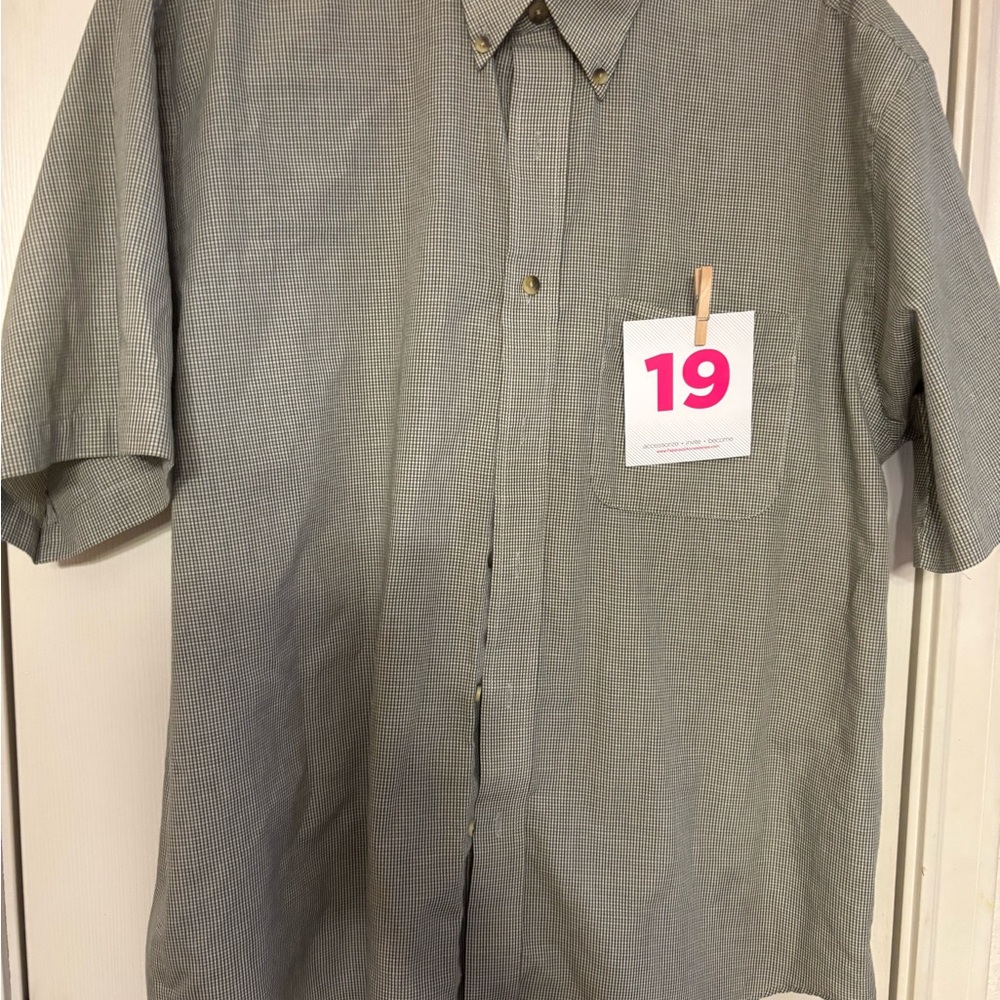 Arrow Gray and Green Casual Button Down Shirt